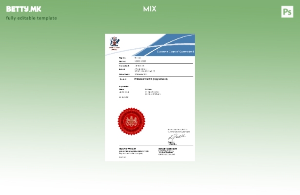 модерен стил Шаблон Австралија оставина на волјата (Врховен суд во Квинсленд).